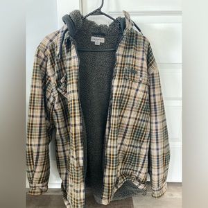 Carhartt men’s plaid lined coat with hood. Size medium